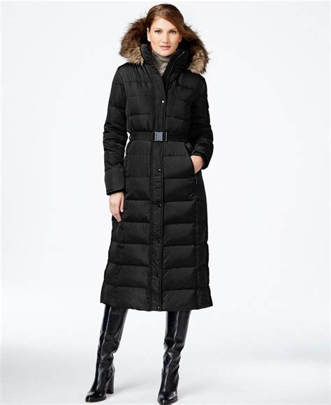 michael kors belted long puffer coat|michael kors navy puffer coat.